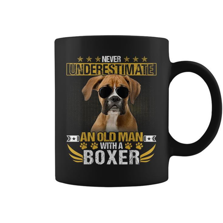 Never Underestimate An Old Man With Picture  A Boxer Dog Coffee Mug