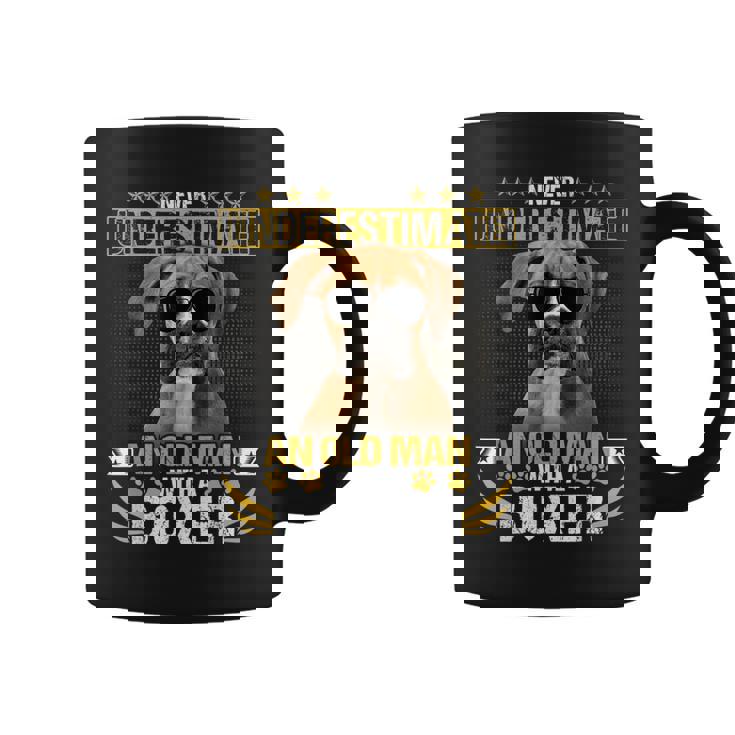 Never Underestimate An Old Man With Picture A Boxer Dog Coffee Mug