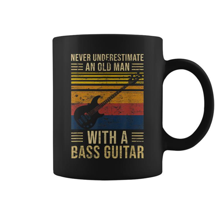 Never Underestimate An Old Men With A Bass Guitar Gift For Mens Guitar Funny Gifts Coffee Mug