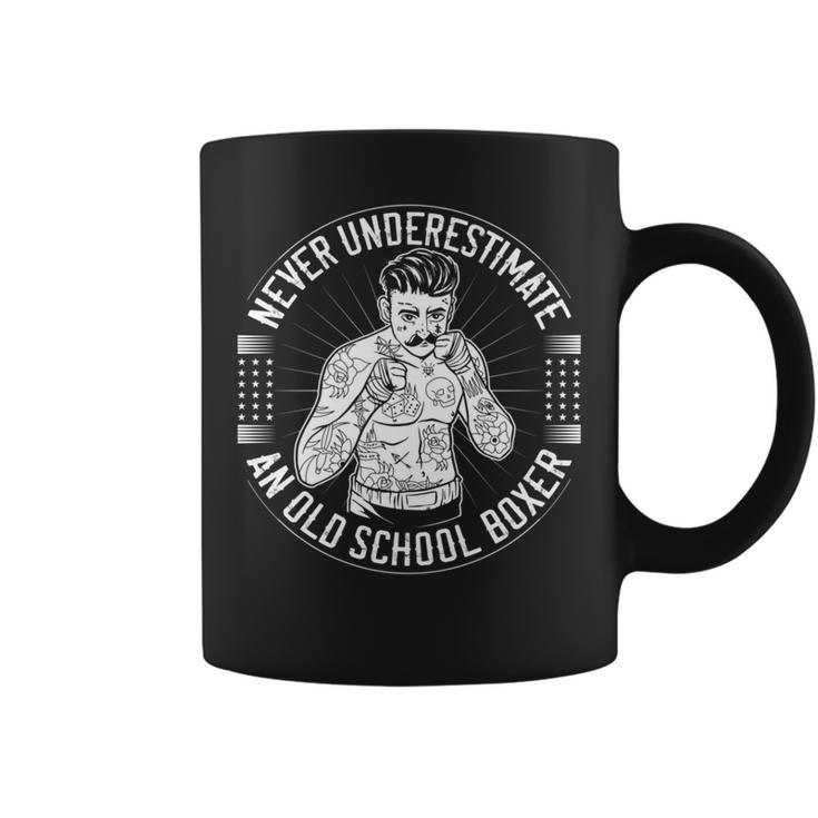 Never Underestimate An Old School Boxer Back Print Boxing Coffee Mug
