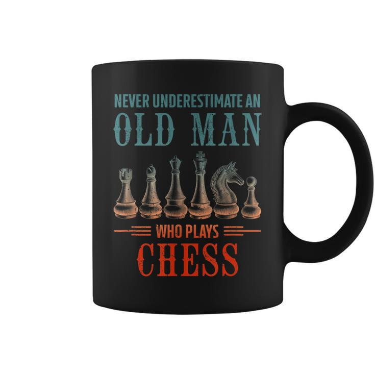 Never Underestimate An Old Who Plays Chess Gift For Mens Chess Funny Gifts Coffee Mug