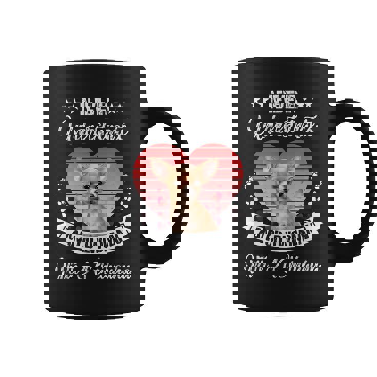 Never Underestimate An Old Woman With A Chihuahua Dog Lovers Old Woman Funny Gifts Coffee Mug