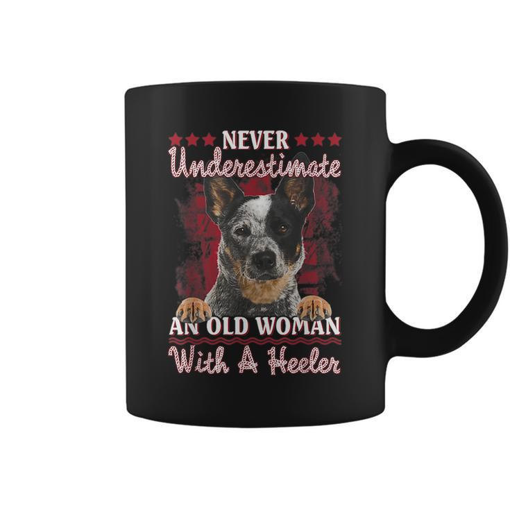 Never Underestimate An Old Woman With A Heeler Coffee Mug