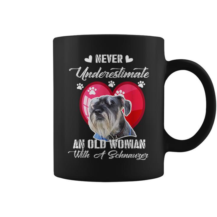 Never Underestimate An Old Woman With A Schnauzer Dog Lover Coffee Mug
