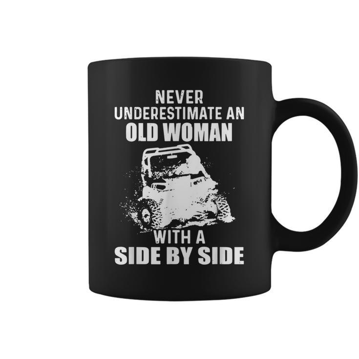 Never Underestimate An Old Woman With A Side By Side Funny Old Woman Funny Gifts Coffee Mug