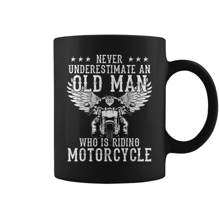 Never Underestimate And Old Man Who Is Riding Motorcycle Coffee Mug