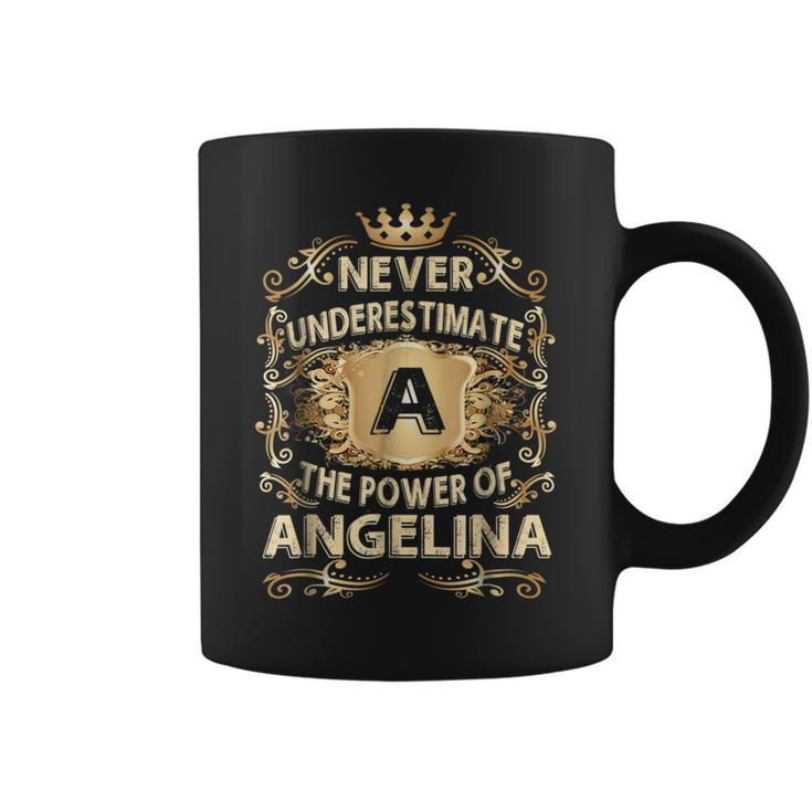 Never Underestimate Angelina Personalized Name Coffee Mug