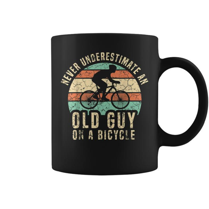 Never Underestimate Funny Cycling Gift For Mens Cycling Funny Gifts Coffee Mug