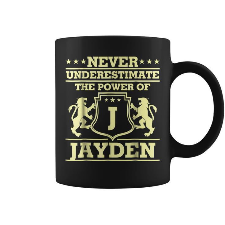 Never Underestimate Jayden Personalized Name Coffee Mug