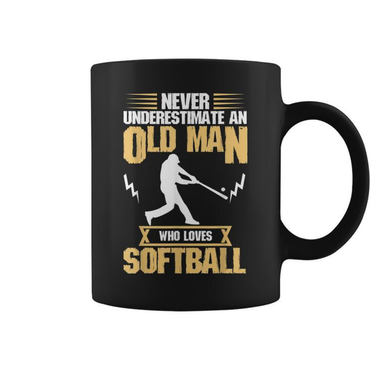 Never Underestimate Old Man Who Love Softball Coffee Mug