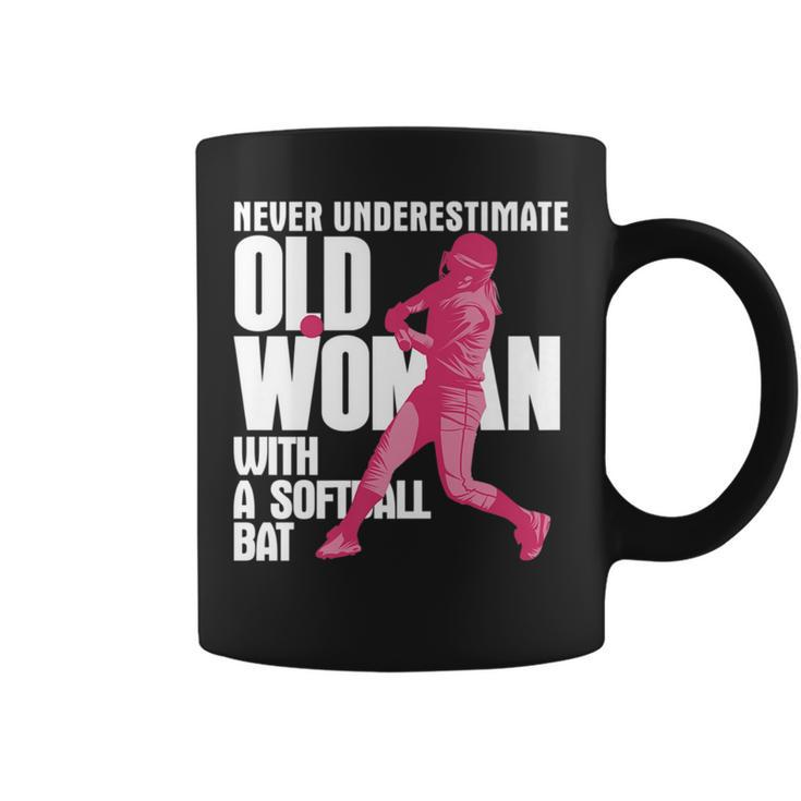 Never Underestimate Old Woman With A Softball Bat Coffee Mug