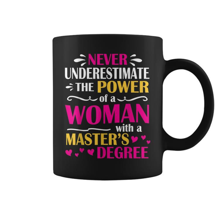 Never Underestimate Power Of A Woman With A Masters Degree Coffee Mug