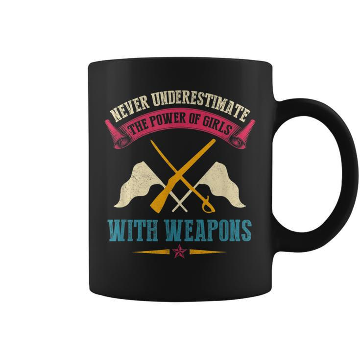 Never Underestimate Power Of Girls With Weapons Color Guard Coffee Mug