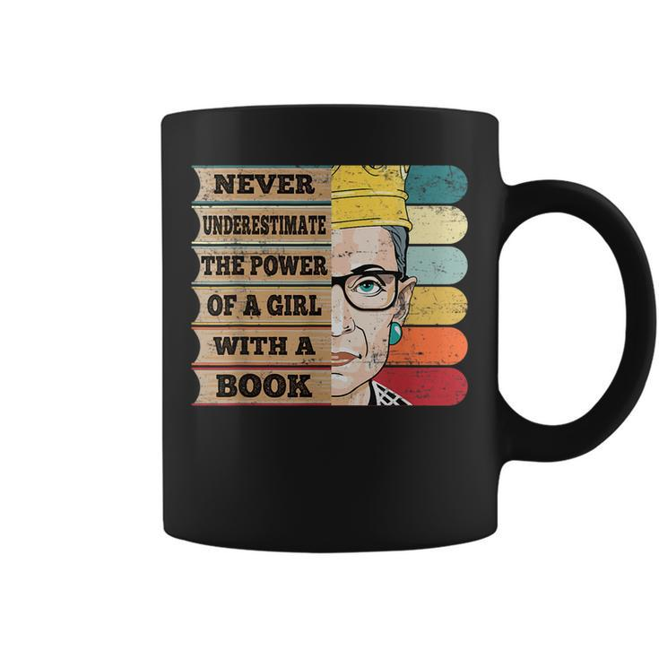 Never Underestimate Rbg Quote Feminist Lover Girl Book Gift Coffee Mug