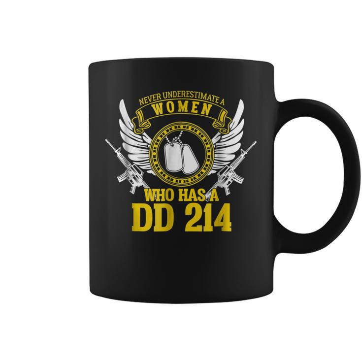 Never Underestimate Women Who Has A Dd214  Veteran Coffee Mug