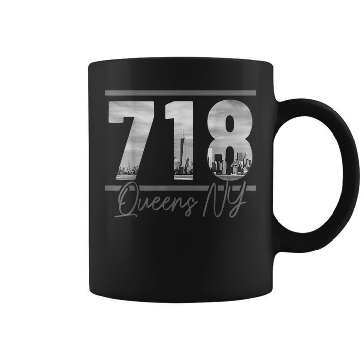 New York City 718 Area Code Skyline Queens Ny Nyc Vintage Coffee Mug