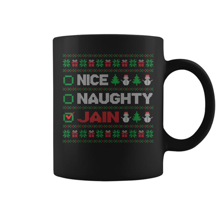 Nice Naughty Jain Christmas List Ugly Sweater Coffee Mug