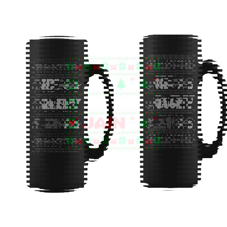 Nice Naughty Jain Christmas List Ugly Sweater Coffee Mug