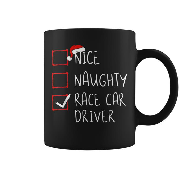 Nice Naughty Race Car Driver List Christmas Santa Claus Coffee Mug