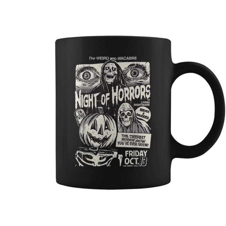 Night Of Horrors Vintage Scary Movie Graphic Coffee Mug