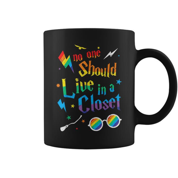No One Should Live In A Closet Lgbtq Proud Ally Gay Pride  Coffee Mug