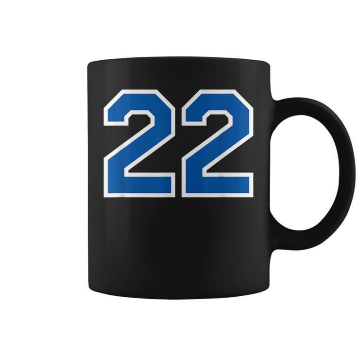 Number 22 Sports White Blue Lucky Number Coffee Mug