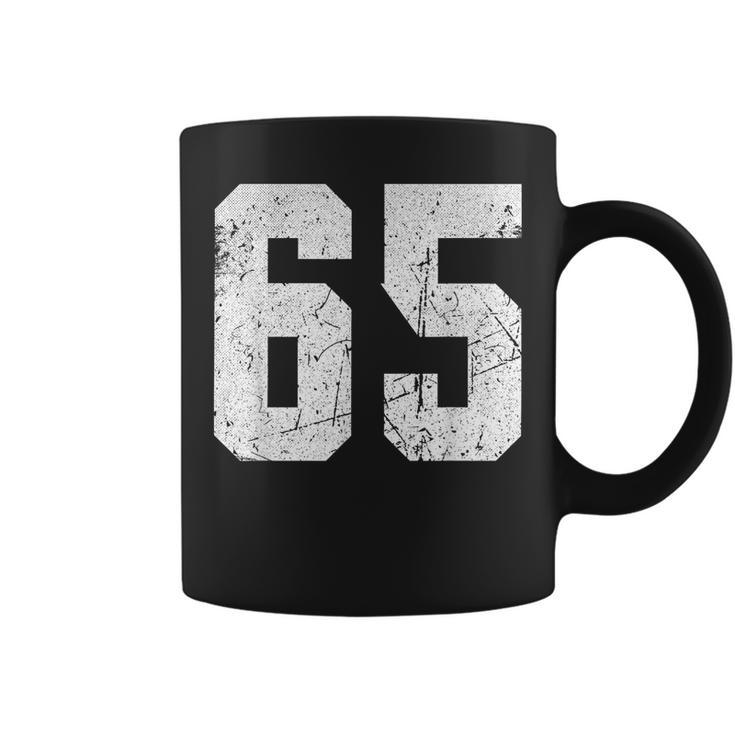 Number 65 Sport Jersey Birthday Age Lucky No White Vintage  Coffee Mug