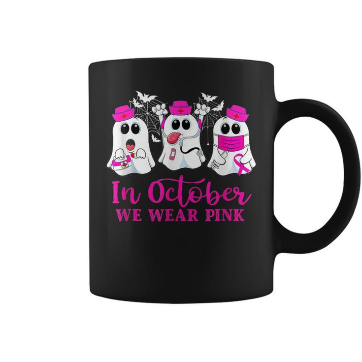 In October We Wear Pink Boos Nurse Breast Cancer Awareness Coffee Mug