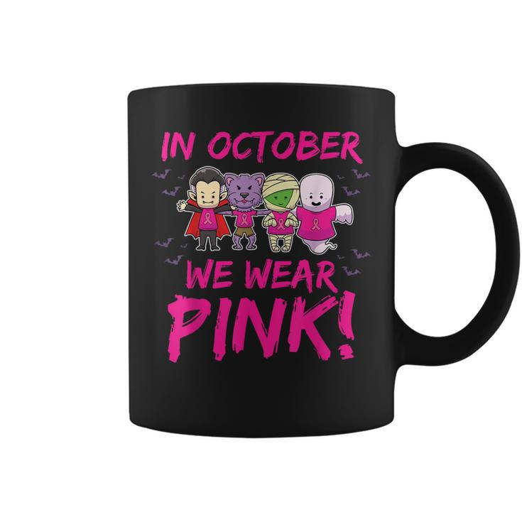 In October We Wear Pink Breast Cancer Awareness Halloween Coffee Mug