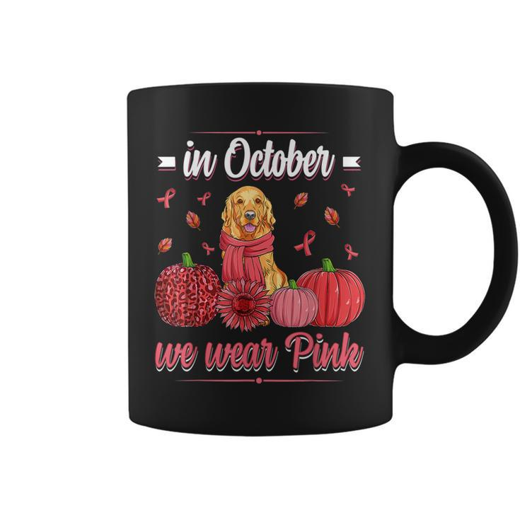 In October We Wear Pink Golden Retriever Breast Cancer For Women Coffee Mug