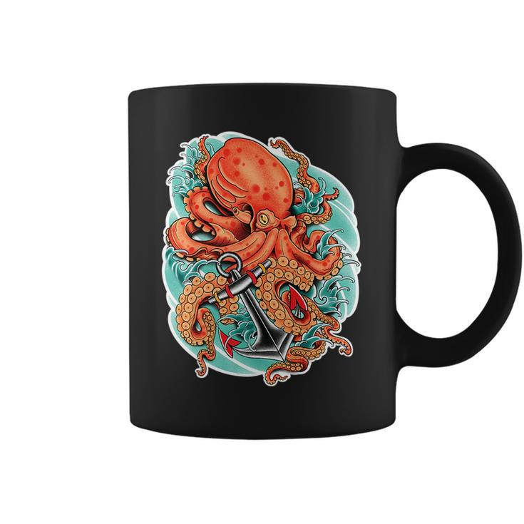 Octopus And Anchor Nautical Tattoo   Coffee Mug