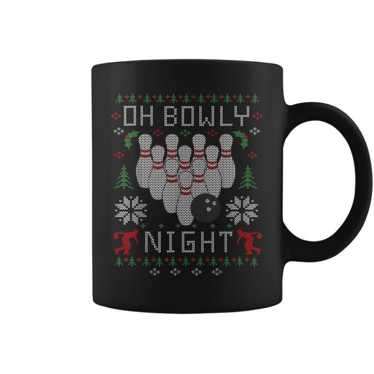 Oh Bowly Night Bowling Ugly Christmas Sweater Party Coffee Mug