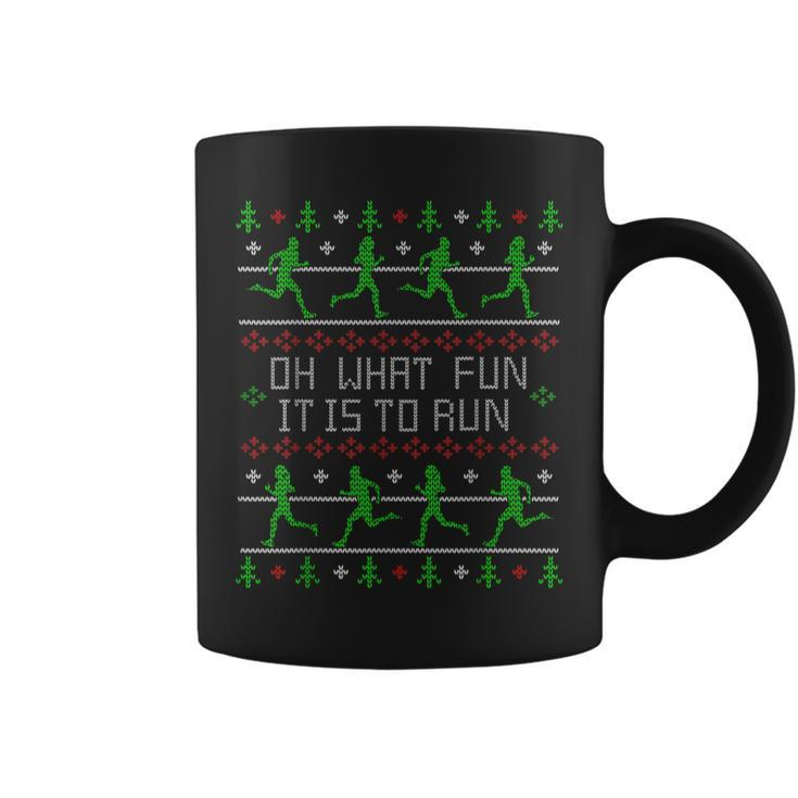 Oh What Fun It Is To Run Ugly Christmas Sweater Party Coffee Mug