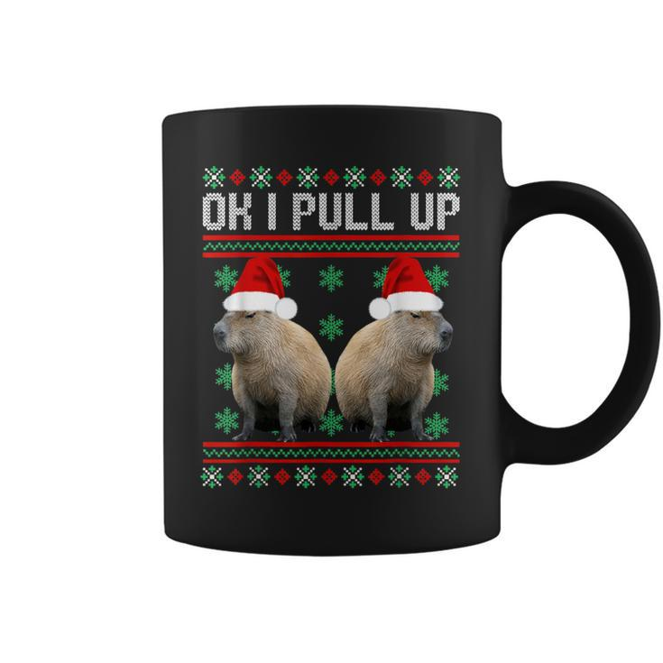 Ok I Pull Up Capybara Ugly Christmas Sweater Meme Coffee Mug