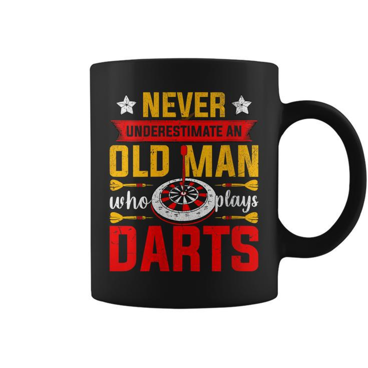 Old Dart Never Underestimate An Old Man Who Plays Darts Coffee Mug
