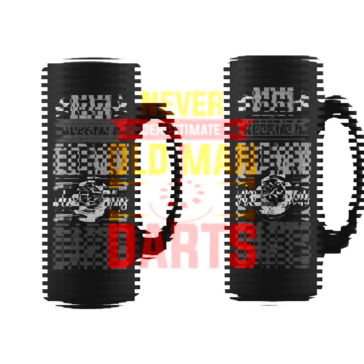Old Dart Never Underestimate An Old Man Who Plays Darts Coffee Mug