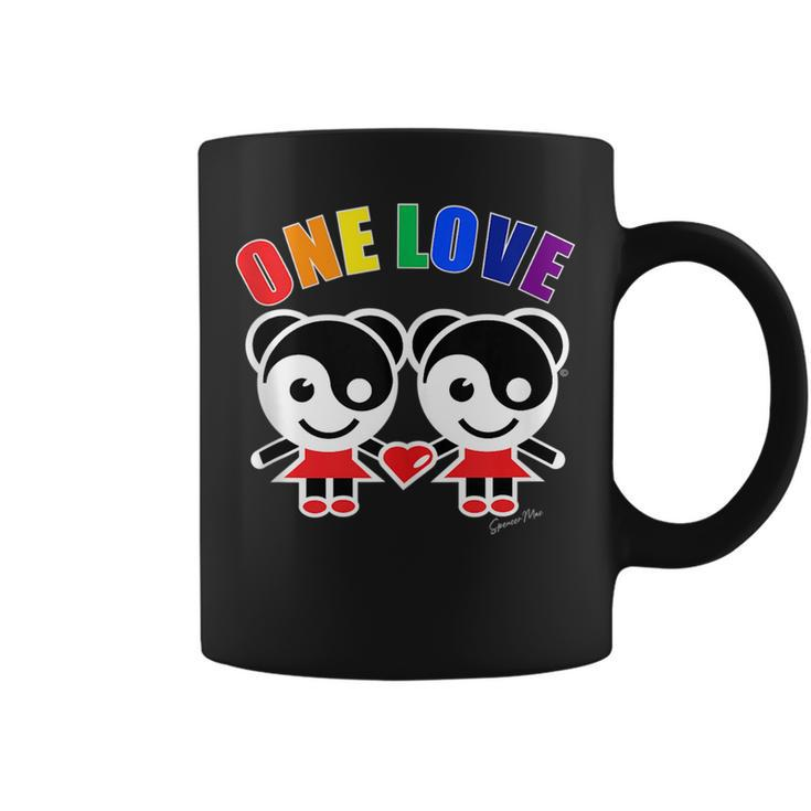 One Love Rainbow Yingyang Lesbian Gay Pride Lgbt Girls Heart  Coffee Mug