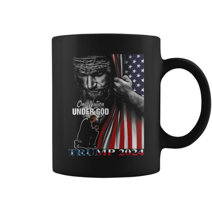 One Nation Under God Trump 2024 God American Flag Coffee Mug
