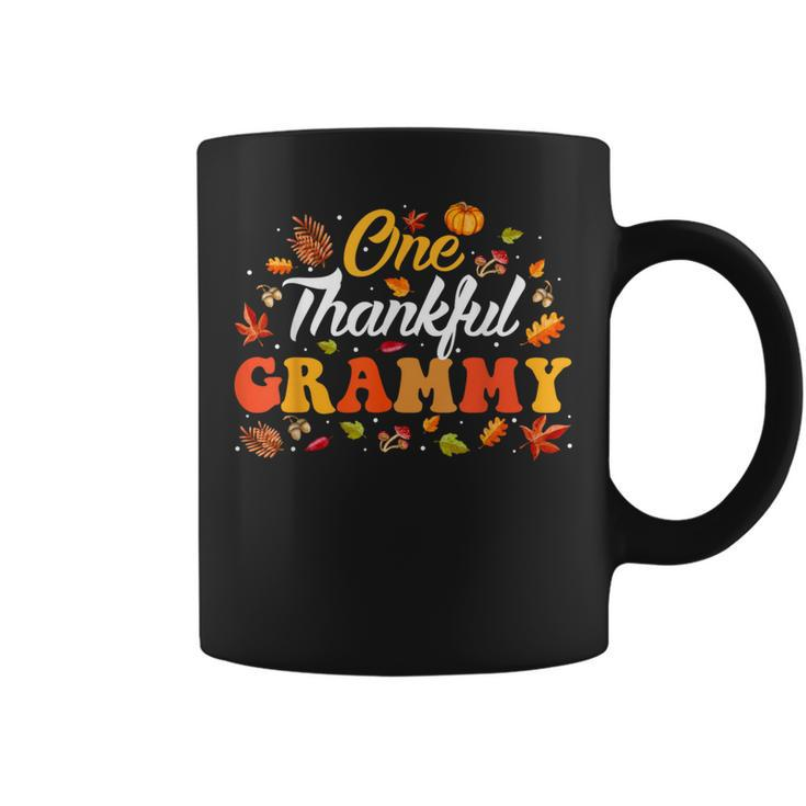 One Thankful Grammy Turkey Autumn Leaves Fall Thanksgiving Coffee Mug