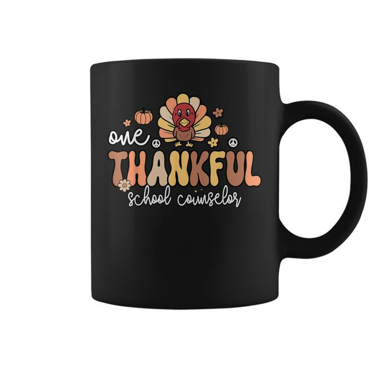 One Thankful School Counselor Groovy Thanksgiving Counselor Coffee Mug