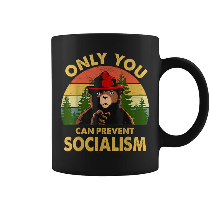 Only You Can Prevent Socialism Bear Camping Vintage Funny Camping Funny Gifts Coffee Mug