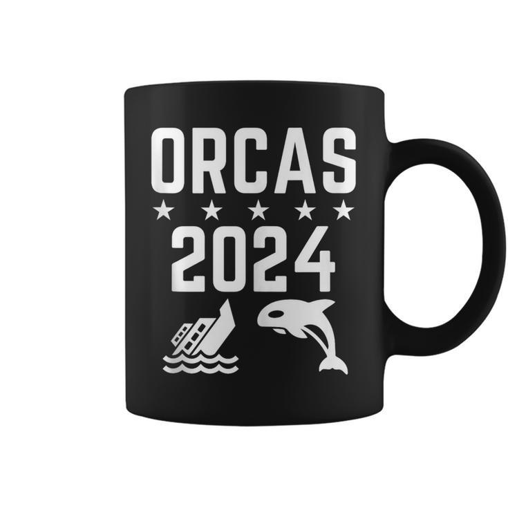 Orcas 2024 Funny Politics Orca Sinking Boat Election  Coffee Mug