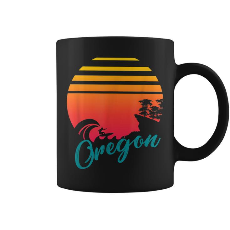 Oregon Coast Sunset Surf Waves And Rocks Coffee Mug