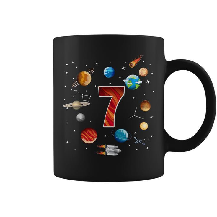 Outer Space 7 Years Old 7Th Birthday Boys Planets Astronaut  Coffee Mug