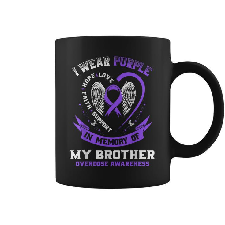 Overdose Awareness In Memory Of Brother Purple Ribbon Coffee Mug