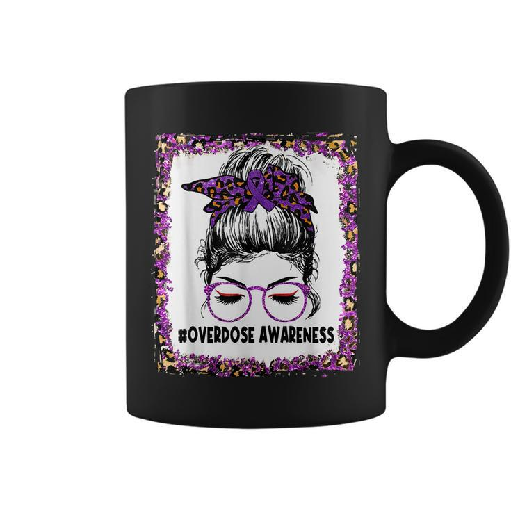 Overdose Awareness Wear Purple Leopard Messy Bun Coffee Mug