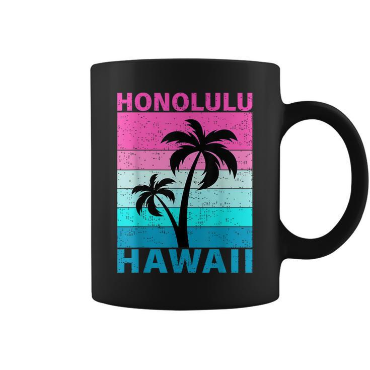 Palm Tree Vintage Family Vacation Hawaii Honolulu Beach Coffee Mug