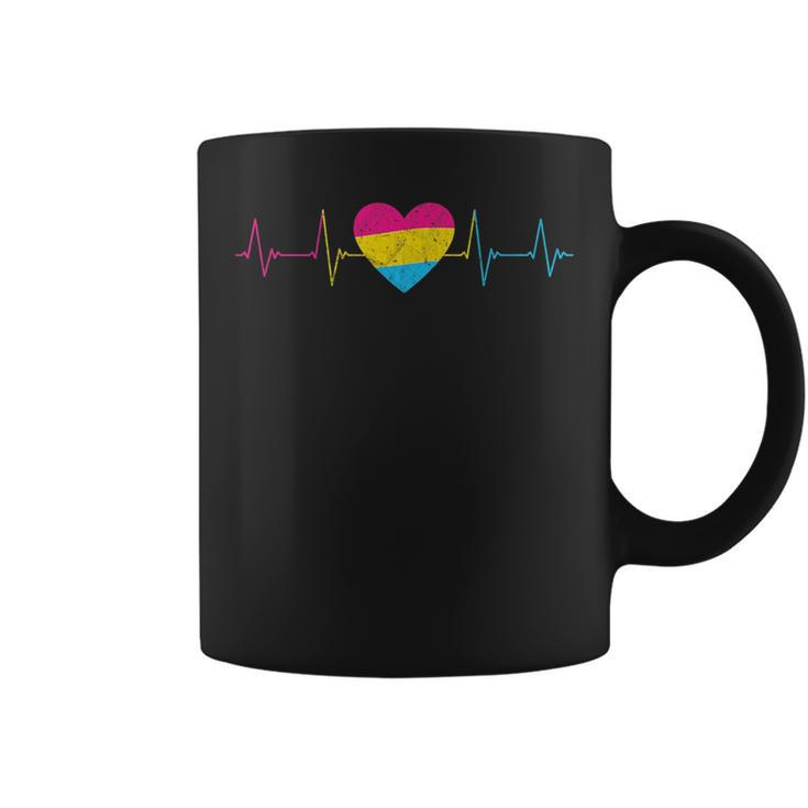 Pansexual Heartbeat - Pan Flag Ekg Pulse Line Lgbt Pride   Coffee Mug