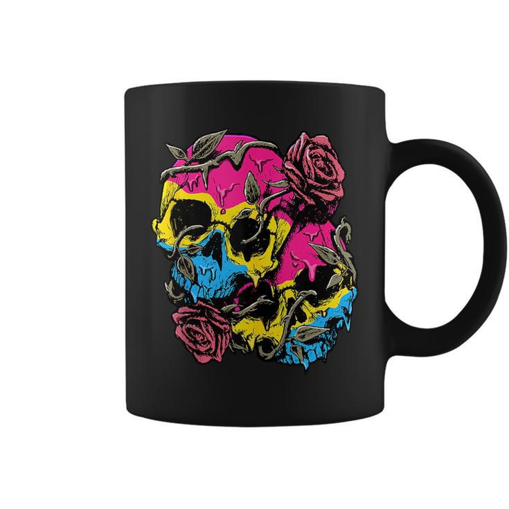 Pansexual Pride Pan Flag Skull Roses Subtle Lgbtq  Coffee Mug