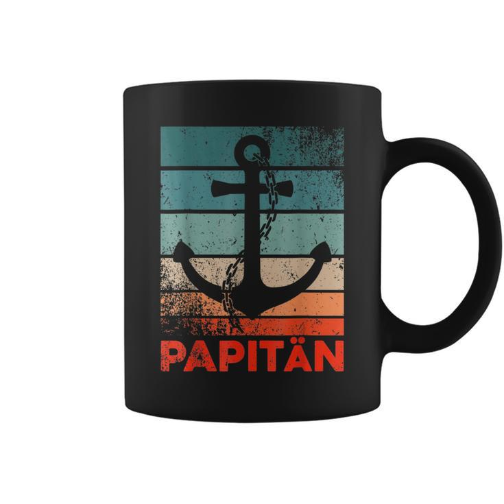 Papitän | Papa And Captain Funny Retro Anchor Fathers Day  Coffee Mug